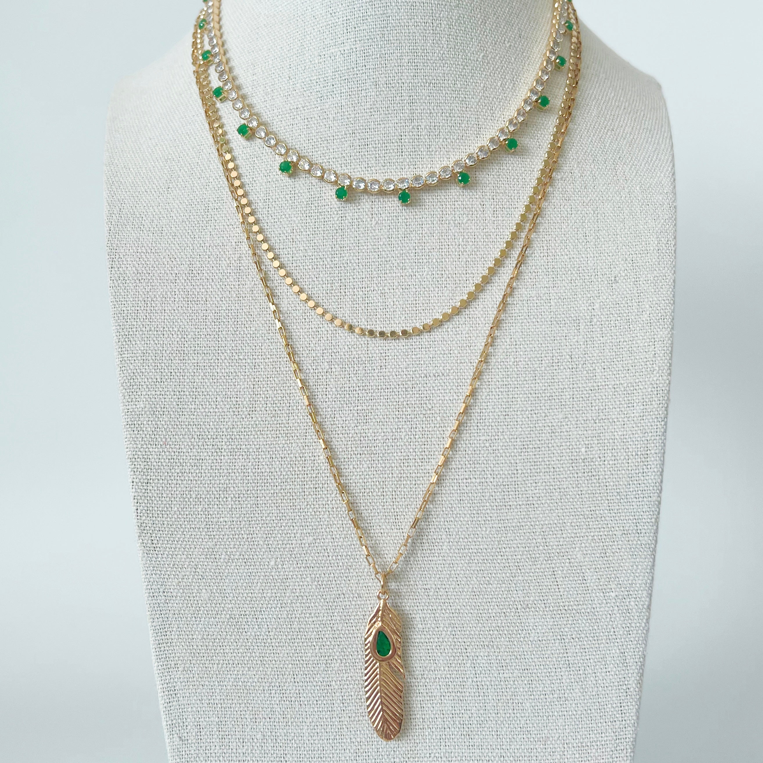 EMERALD FEATHER NECKLACE