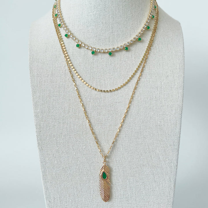 Emerald Feather Necklace