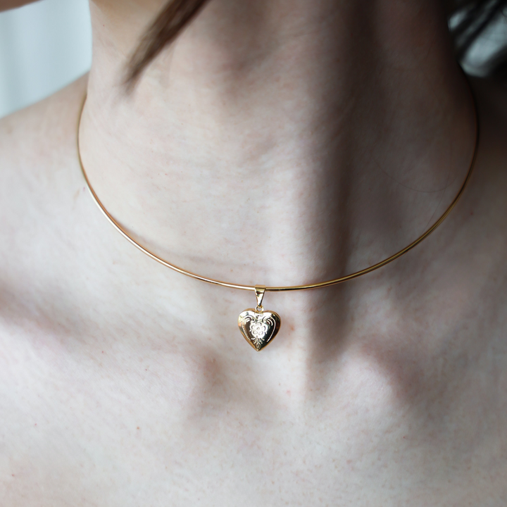 Heart Locket Cuff Necklace