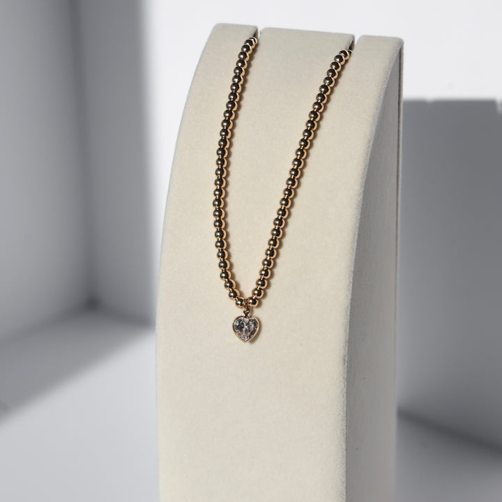 Crystal Heart Beaded Necklace