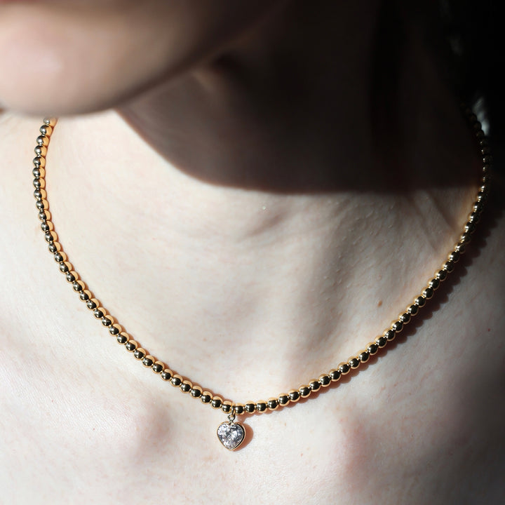 Crystal Heart Beaded Necklace