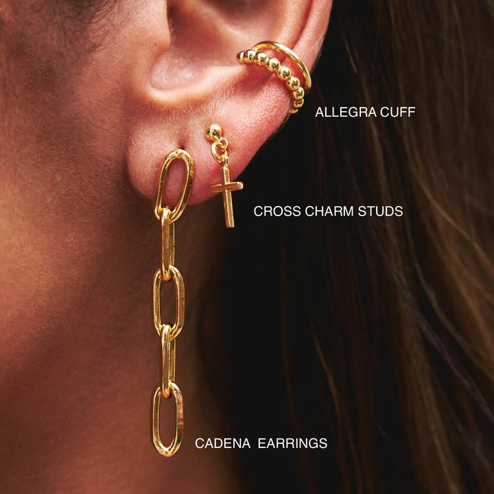 CROSS CHARM STUDS