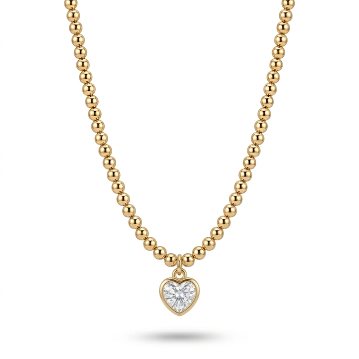 Crystal Heart Beaded Necklace