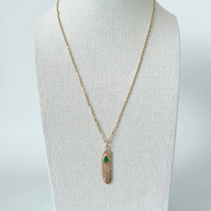 Emerald Feather Necklace