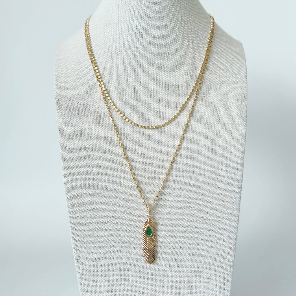 EMERALD FEATHER NECKLACE