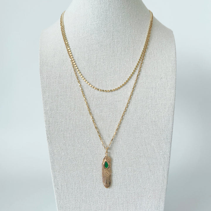 Emerald Feather Necklace