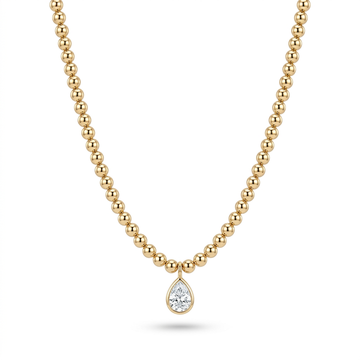 Drop Circle Beaded Necklace