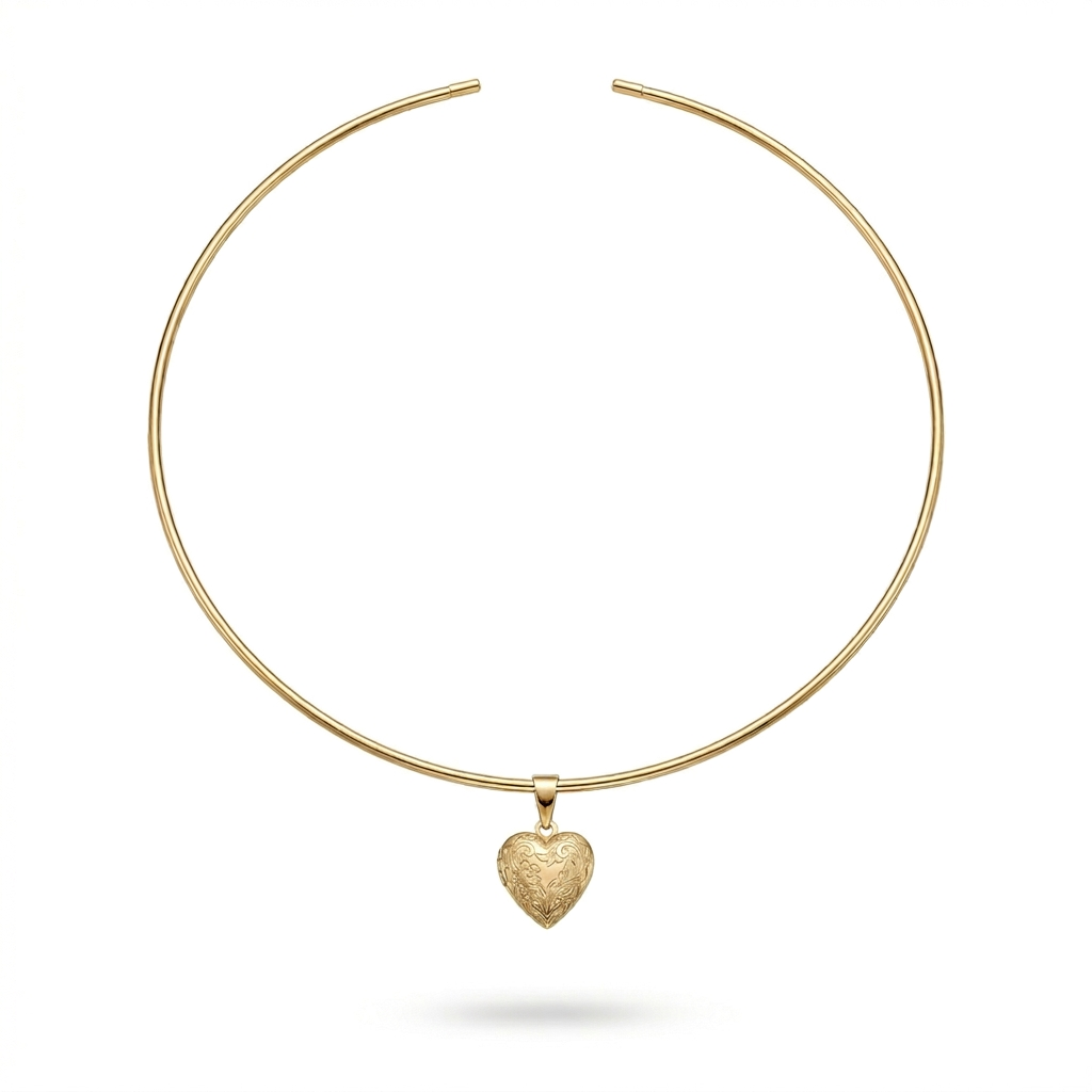 Heart Locket Cuff Necklace
