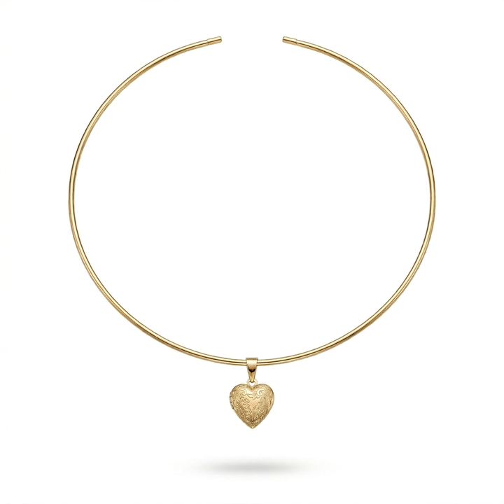Heart Locket Cuff Necklace
