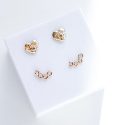 EVIL EYE HEART STUDS