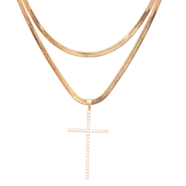 Snow Cross Snake Necklace