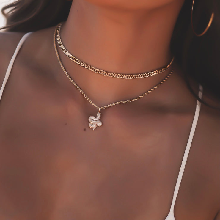 THIN DOUBLE CUBANA NECKLACE