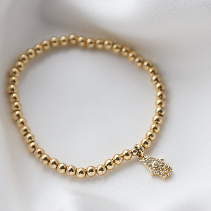 DIAMOND HAMSA BEADED BRACELET